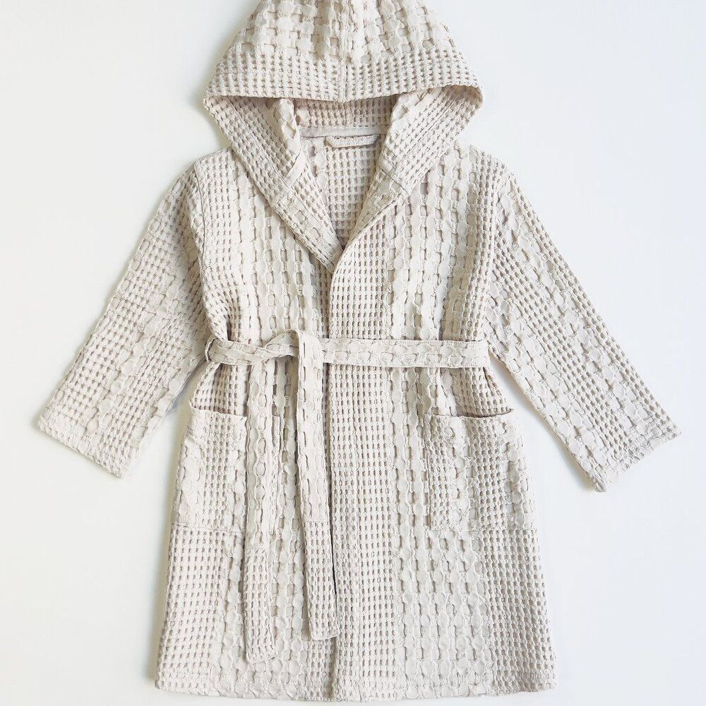 100% Organic Waffle Cotton Bathrobe Cream L/XL